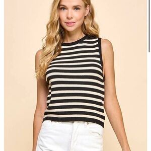 Knit Striped Sleeveless Sweater Tank